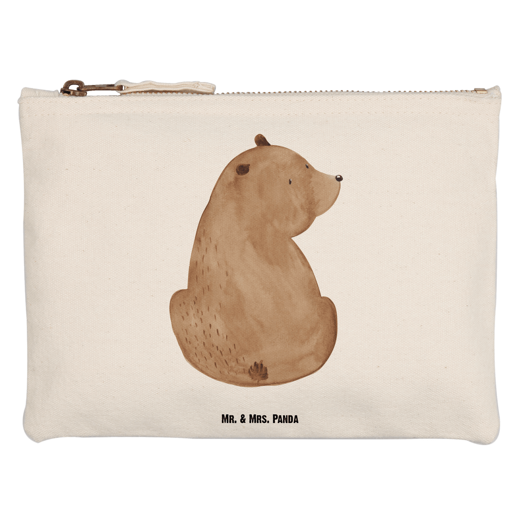 Schminktasche Bär Schulterblick Schminktasche, Kosmetiktasche, Kosmetikbeutel, Stiftemäppchen, Etui, Federmappe, Makeup, XXL, Schminketui, Kosmetiketui, Schlamperetui, Bär, Teddy, Teddybär, Selbstachtung, Weltansicht, Motivation, Bären, Bärenliebe, Weisheit