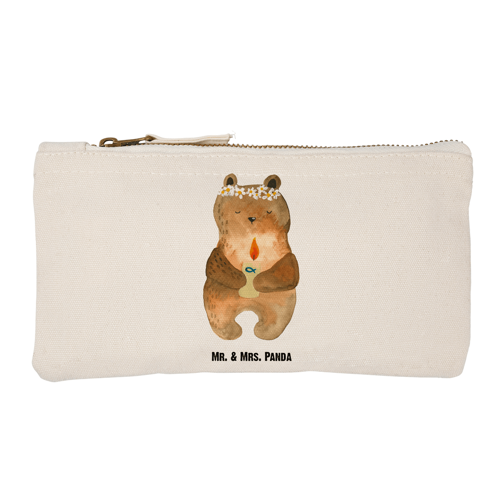 Schminktasche Bär Kommunion Schminktasche, Kosmetiktasche, Kosmetikbeutel, Stiftemäppchen, Etui, Federmappe, Makeup, XXL, Schminketui, Kosmetiketui, Schlamperetui, Bär, Teddy, Teddybär, Kommunion, Gottes Segen, Taufkerze, katholisch