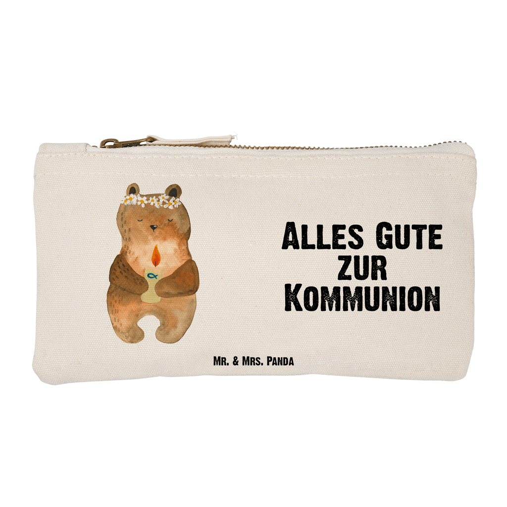 Schminktasche Bär Kommunion Schminktasche, Kosmetiktasche, Kosmetikbeutel, Stiftemäppchen, Etui, Federmappe, Makeup, XXL, Schminketui, Kosmetiketui, Schlamperetui, Bär, Teddy, Teddybär, Kommunion, Gottes Segen, Taufkerze, katholisch