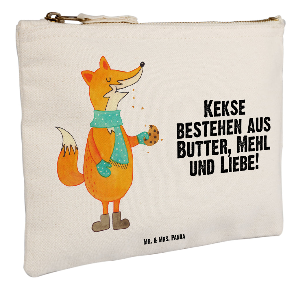 Schminktasche Fuchs Keks Schminktasche, Kosmetiktasche, Kosmetikbeutel, Stiftemäppchen, Etui, Federmappe, Makeup, XXL, Schminketui, Kosmetiketui, Schlamperetui, Fuchs, Füchse, Backen Spruch, Kekse, Winter, Weihnachtszeit, Plätzchen, Liebe, Küche Deko