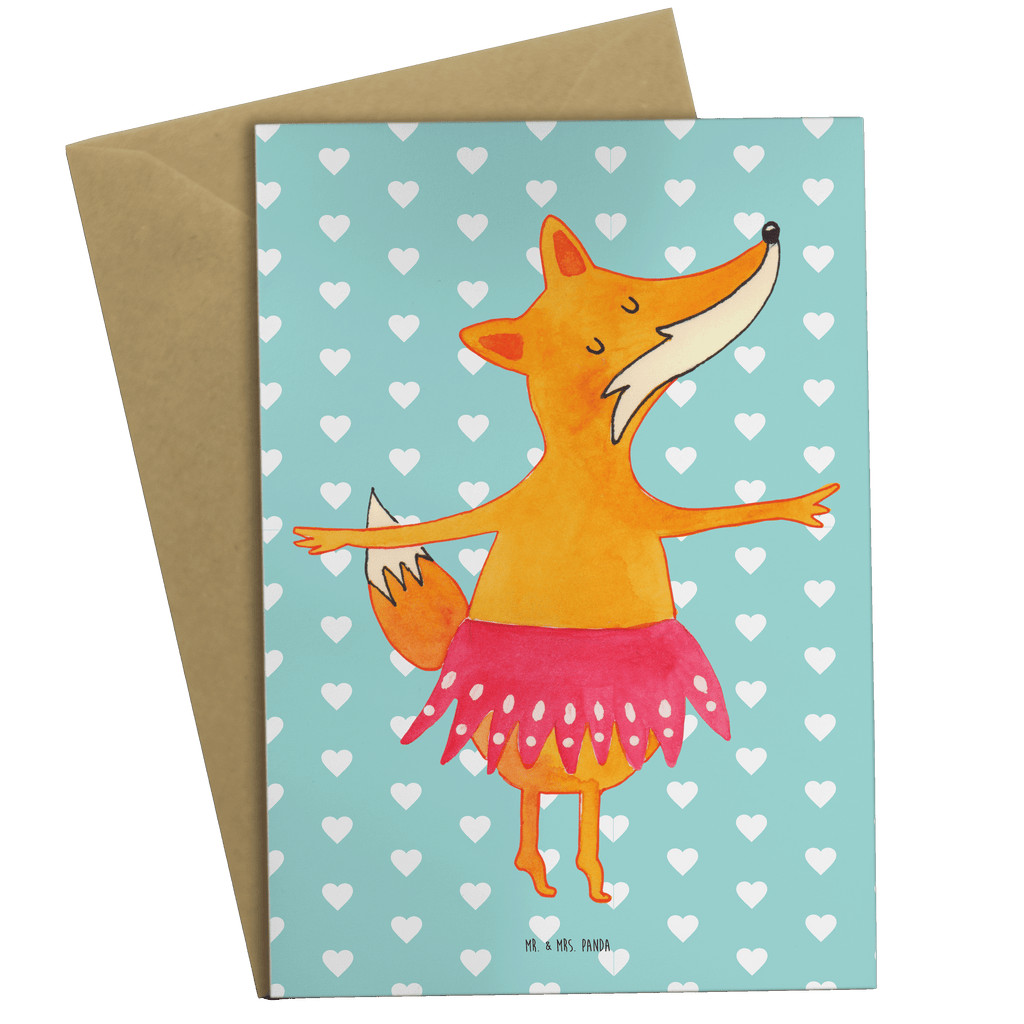 Grußkarte Fuchs Ballerina Grußkarte, Klappkarte, Einladungskarte, Glückwunschkarte, Hochzeitskarte, Geburtstagskarte, Karte, Ansichtskarten, Fuchs, Fuchs Spruch, Füchse, Füchsin, Ballerina, Ballett, Tänzerin, Tanzen, Party, Einladung, Geburtstag