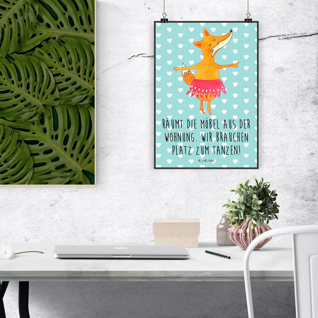 Poster Fuchs Ballerina Poster, Wandposter, Bild, Wanddeko, Küchenposter, Kinderposter, Wanddeko Bild, Raumdekoration, Wanddekoration, Handgemaltes Poster, Mr. & Mrs. Panda Poster, Designposter, Kunstdruck, Posterdruck, Fuchs, Fuchs Spruch, Füchse, Füchsin, Ballerina, Ballett, Tänzerin, Tanzen, Party, Einladung, Geburtstag