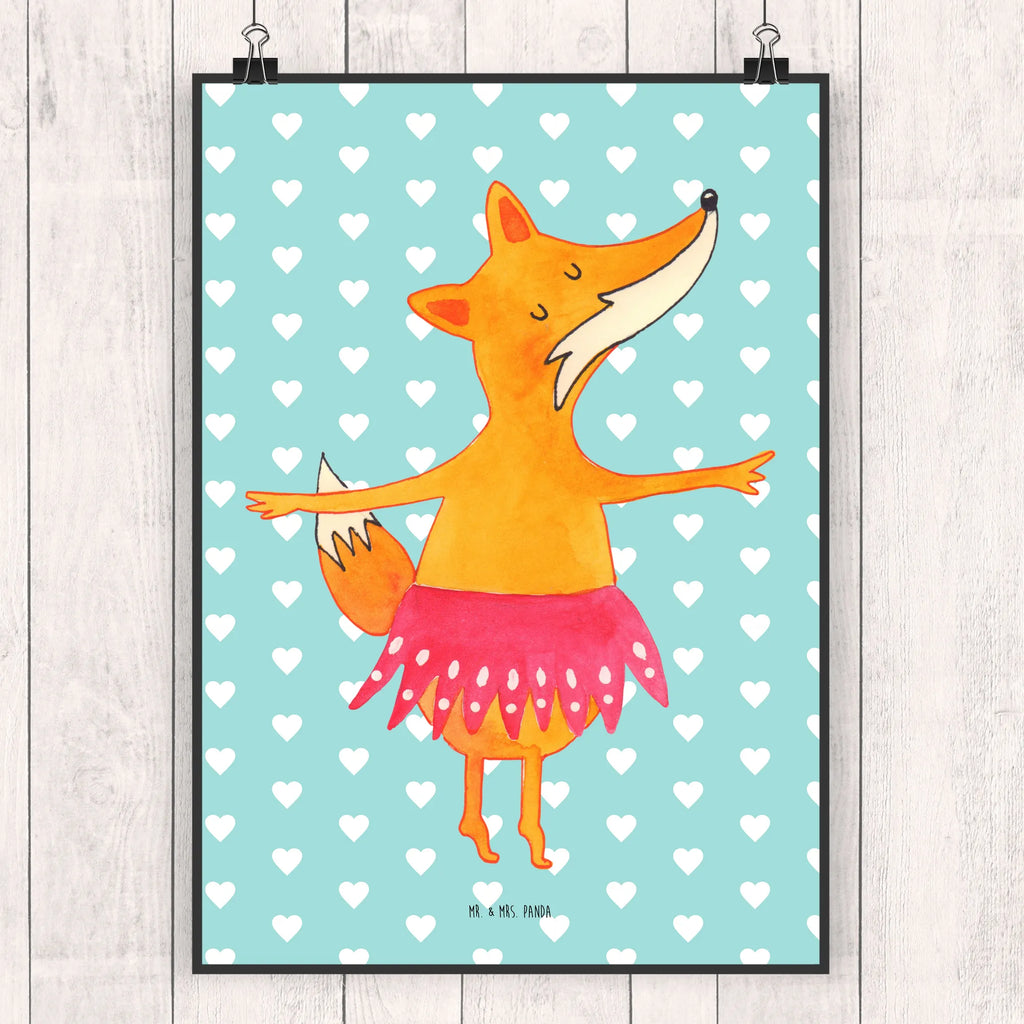 Poster Fuchs Ballerina Poster, Wandposter, Bild, Wanddeko, Küchenposter, Kinderposter, Wanddeko Bild, Raumdekoration, Wanddekoration, Handgemaltes Poster, Mr. & Mrs. Panda Poster, Designposter, Kunstdruck, Posterdruck, Fuchs, Fuchs Spruch, Füchse, Füchsin, Ballerina, Ballett, Tänzerin, Tanzen, Party, Einladung, Geburtstag