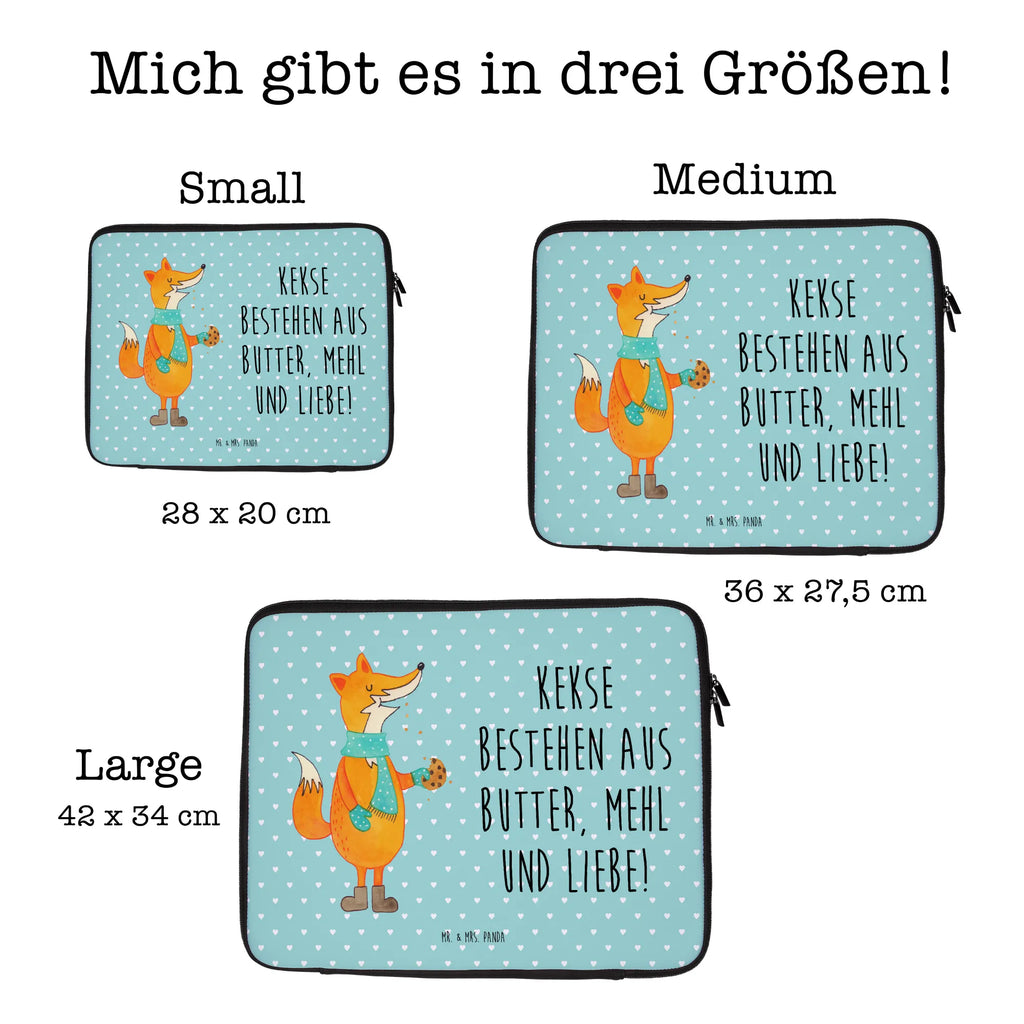 Notebook Tasche Fuchs Keks Notebook Tasche, Laptop, Computertasche, Tasche, Notebook-Tasche, Notebook-Reisehülle, Notebook Schutz, Fuchs, Füchse, Backen Spruch, Kekse, Winter, Weihnachtszeit, Plätzchen, Liebe, Küche Deko