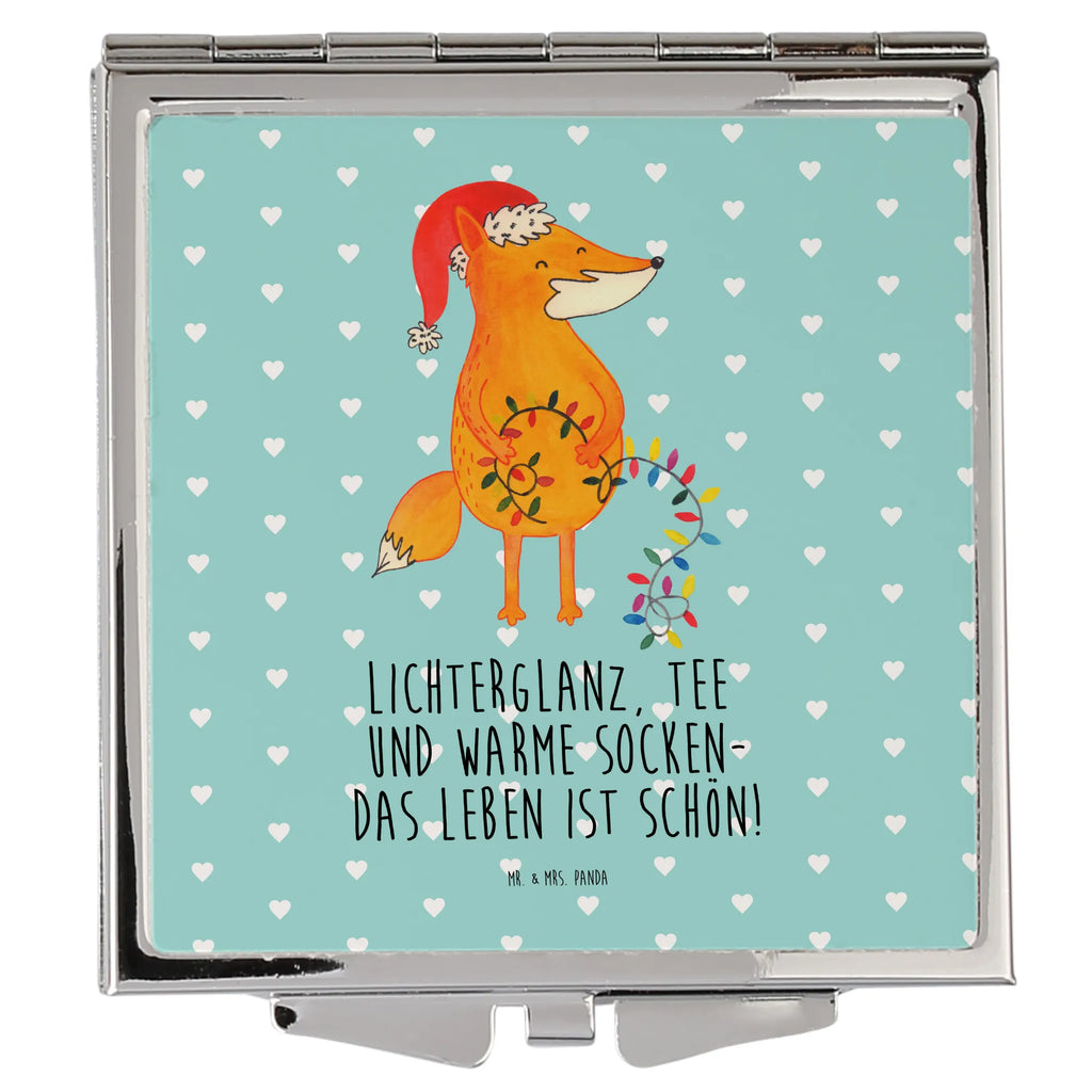 Handtaschenspiegel quadratisch Fuchs Weihnachten Spiegel, Handtasche, Quadrat, silber, schminken, Schminkspiegel, Winter, Weihnachten, Weihnachtsdeko, Nikolaus, Advent, Heiligabend, Wintermotiv, Fuchs, Füchse, Spruch schön, Geschenk Weihnachten, Weihnachtsmann, Weihnachtszeit