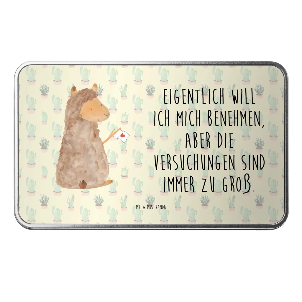 Metalldose rechteckig Alpaka Fahne Blechdose, Metalldose, Blechbox, Container, Keksdose, Vorratsdose, Vorratsbox, Döschen, Versperbox, Vesperdose, Aufbewahrungsdose, Aufbewahrungsbox, Aluminiumdose, Dose, Alpaka, Lama, Alpakas, Lamas, Liebe
