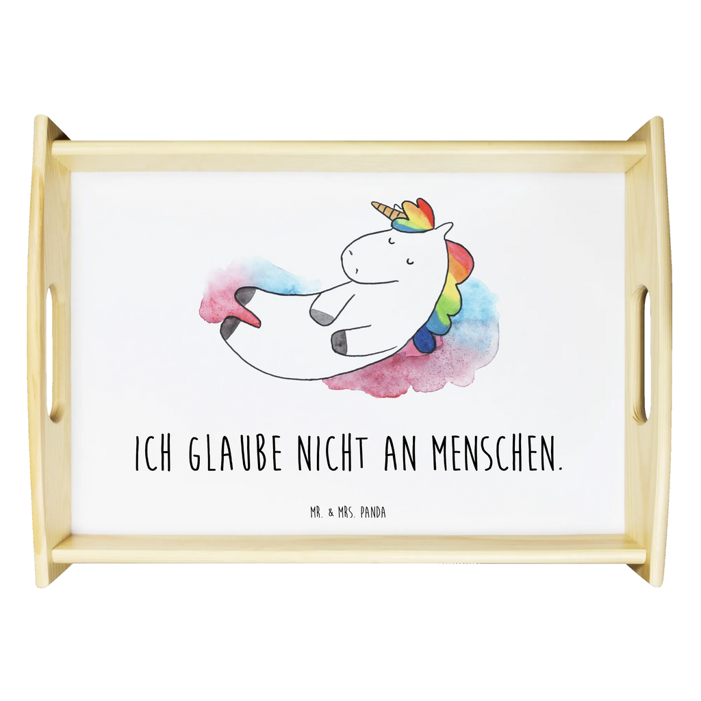 Serviertablett Einhorn Wolke 7 Serviertablett, Tablett, Holztablett, Küchentablett, Dekotablett, Frühstückstablett, Einhorn, Einhörner, Einhorn Deko, Pegasus, Unicorn, verliebt, Menschen, witzig, lustig, Geschenk, Glaube, Realität, Lächeln