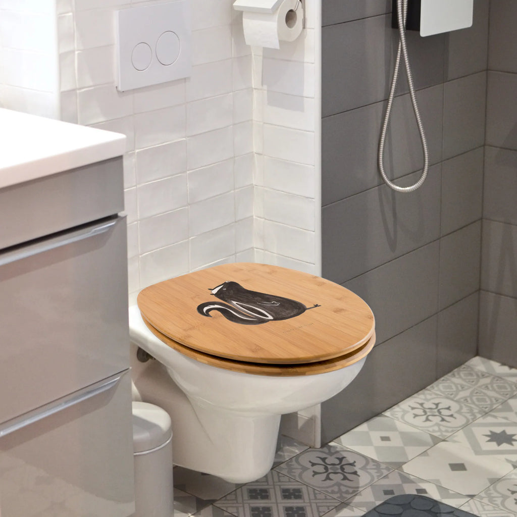 Motiv WC Sitz Stinktier Sitzen Klobrille, Klodeckel, Toilettendeckel, WC-Sitz, Toilette, Stinktier, Skunk, Wildtier, Raubtier, Stinker, Stinki, Spruch, Büro, Recht, Besserwisser