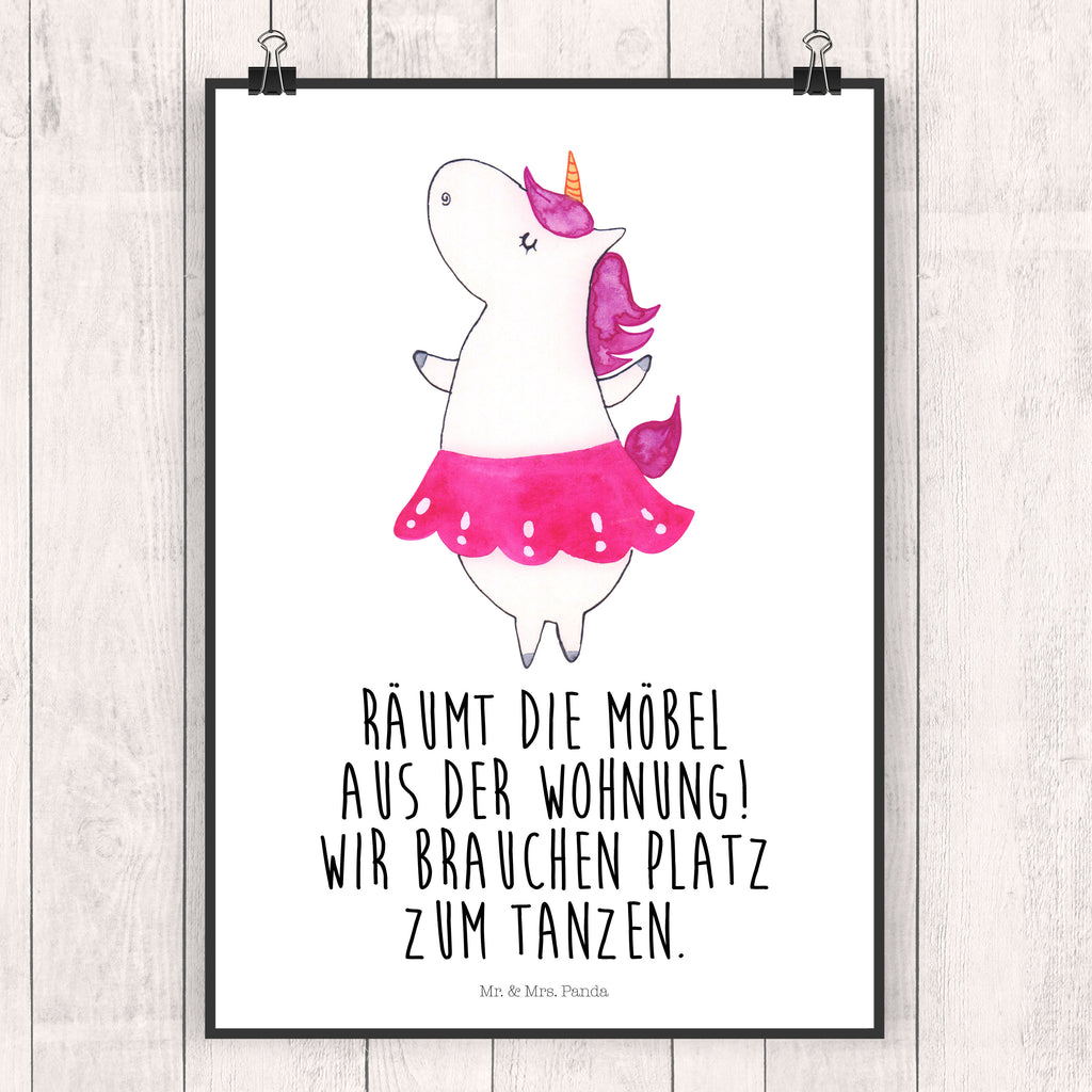 Poster Einhorn Ballerina Poster, Wandposter, Bild, Wanddeko, Küchenposter, Kinderposter, Wanddeko Bild, Raumdekoration, Wanddekoration, Handgemaltes Poster, Mr. & Mrs. Panda Poster, Designposter, Kunstdruck, Posterdruck, Einhorn, Einhörner, Einhorn Deko, Pegasus, Unicorn, Tanzen, Ballerina, Party, Wohnung, Spaß, Feiern, Geburtstag, Tänzerin, Lebenslust, Lebensfreude