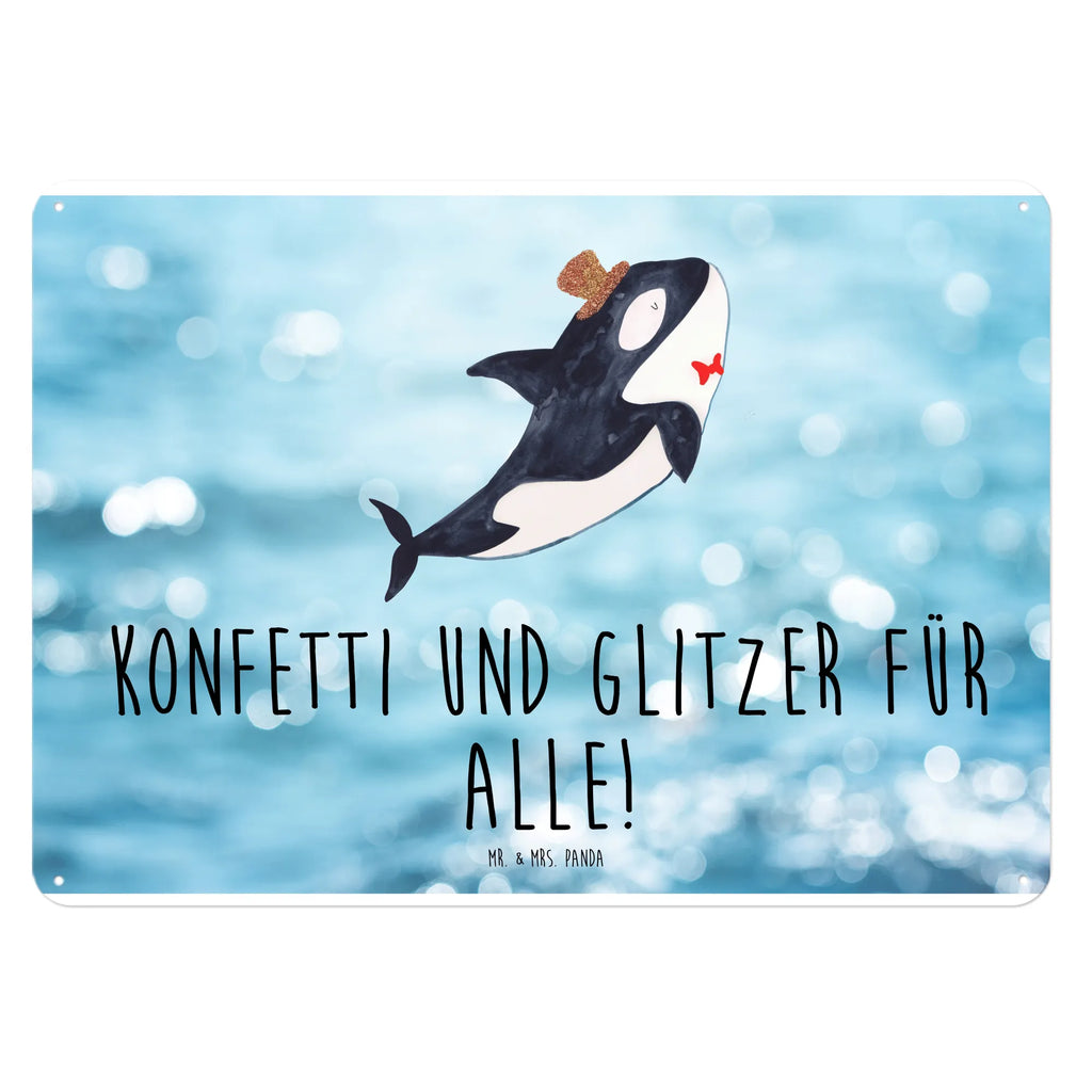 Blechschild Orca Zylinder Blechschild, Metallschild, Geschenk Schild, Schild, Magnet-Metall-Schild, Deko Schild, Wandschild, Wand-Dekoration, Türschild, Meerestiere, Meer, Urlaub, Narwal, Glitter, Konfetti, Glitzer, Geburtstag, Feier, Fete, Fest, Glückwunsch, Orca