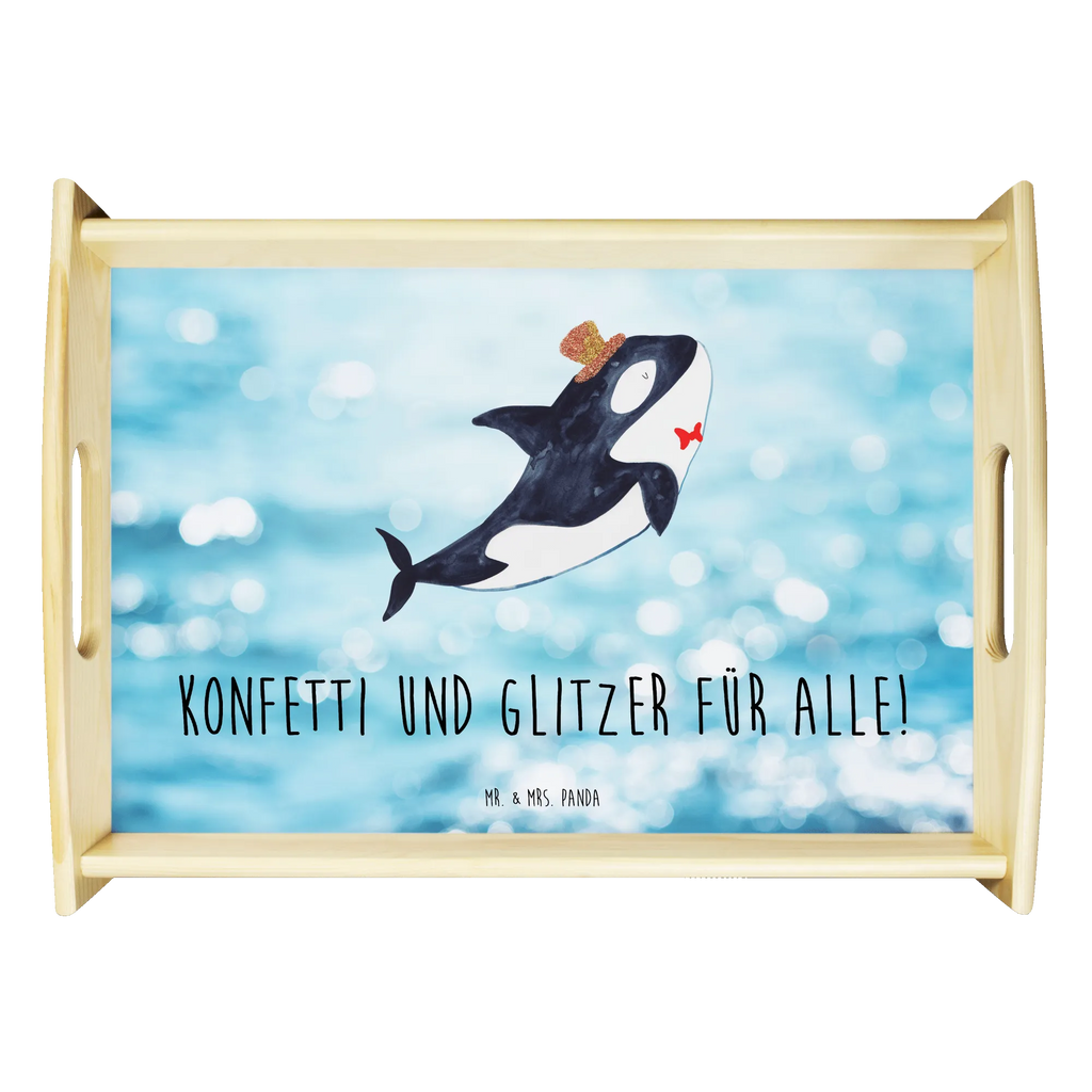 Serviertablett Orca Zylinder Serviertablett, Tablett, Holztablett, Küchentablett, Dekotablett, Frühstückstablett, Meerestiere, Meer, Urlaub, Narwal, Glitter, Konfetti, Glitzer, Geburtstag, Feier, Fete, Fest, Glückwunsch, Orca