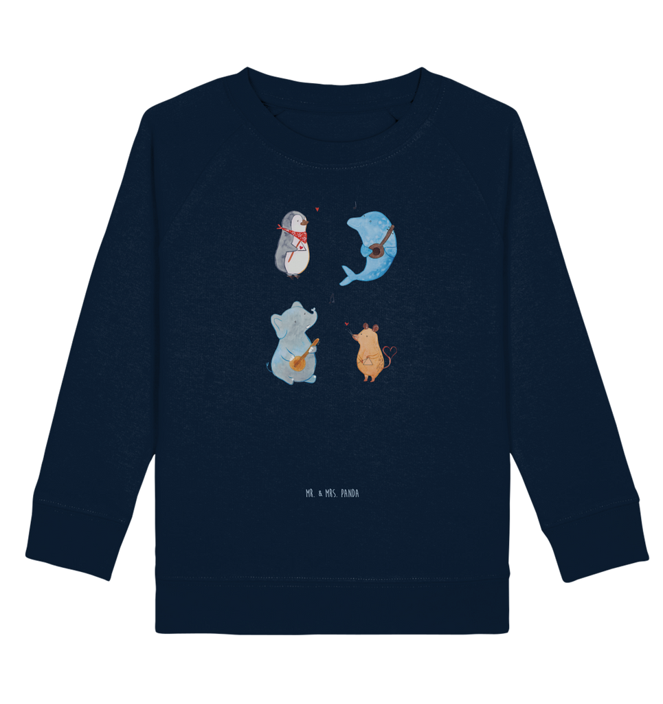 Organic Kinder Pullover Big Band Kinder Pullover, Kinder Sweatshirt, Jungen, Mädchen, Tiermotive, Gute Laune, lustige Sprüche, Tiere, Hund, Pinguin, Maus, Elefant, Delfin, Gitarre, Band, Triangel, Musikanten, Musik