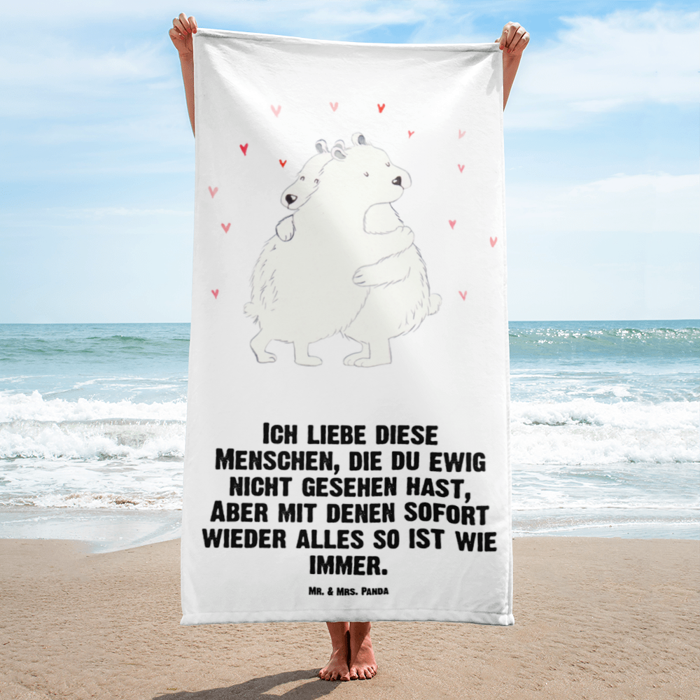 XL Badehandtuch Eisbär Umarmen Handtuch, Badetuch, Duschtuch, Strandtuch, Saunatuch, Tiermotive, Gute Laune, lustige Sprüche, Tiere