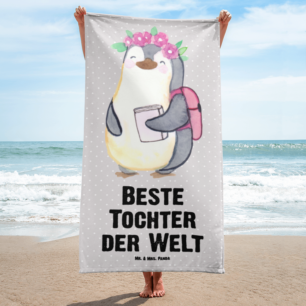 XL Badehandtuch Pinguin Beste Tochter der Welt Handtuch, Badetuch, Duschtuch, Strandtuch, Saunatuch, für, Dankeschön, Geschenk, Schenken, Geburtstag, Geburtstagsgeschenk, Geschenkidee, Danke, Bedanken, Mitbringsel, Freude machen, Geschenktipp, Tochter, Töchter, Töchterchen, Geburt, Kleine, Mutter, Vater, Kind, Kinder, Familie, Belohnung