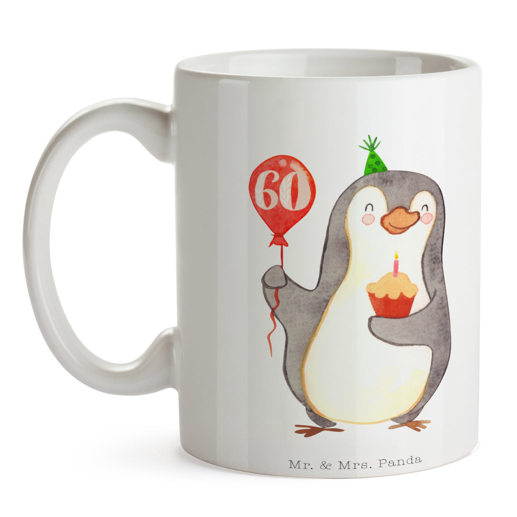 Tasse 60. Geburtstag Pinguin Luftballon Tasse, Kaffeetasse, Teetasse, Becher, Kaffeebecher, Teebecher, Keramiktasse, Porzellantasse, Büro Tasse, Geschenk Tasse, Tasse Sprüche, Tasse Motive, Kaffeetassen, Tasse bedrucken, Designer Tasse, Cappuccino Tassen, Schöne Teetassen, Geburtstag, Geburtstagsgeschenk, Geschenk, Pinguin, Geburtstage, Happy Birthday, Geburtstagsfeier