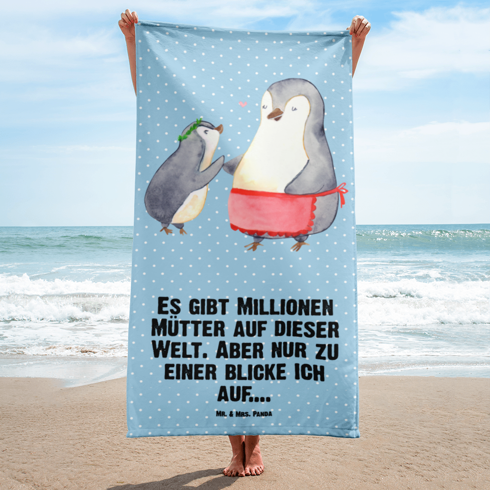 XL Badehandtuch Pinguin mit Kind Handtuch, Badetuch, Duschtuch, Strandtuch, Saunatuch, Familie, Vatertag, Muttertag, Bruder, Schwester, Mama, Papa, Oma, Opa, Geschenk, Mami, Mutti, Mutter, Geburststag