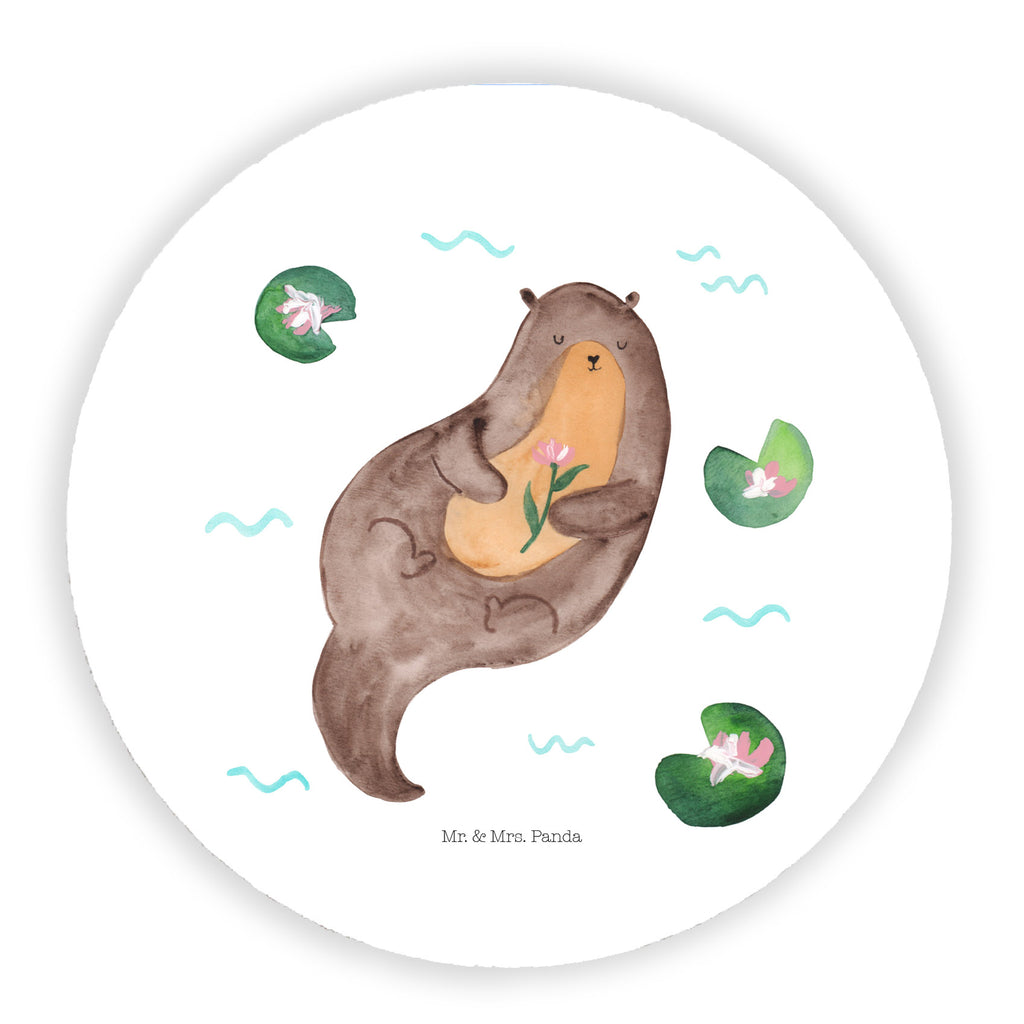 Rund Magnet Otter mit Seerose Kühlschrankmagnet, Pinnwandmagnet, Souvenir Magnet, Motivmagnete, Dekomagnet, Whiteboard Magnet, Notiz Magnet, Kühlschrank Dekoration, Otter, Fischotter, Seeotter, Otter Seeotter See Otter