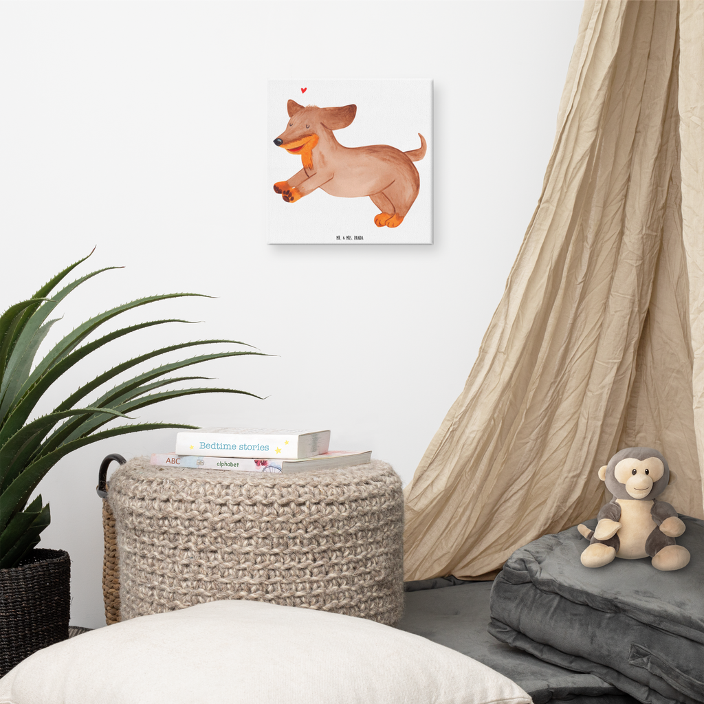 Leinwand Bild Hund Dackel Leinwand, Bild, Kunstdruck, Wanddeko, Dekoration, Hund, Hundemotiv, Haustier, Hunderasse, Tierliebhaber, Hundebesitzer, Sprüche, Hunde, Dackel, Dachshund, happy dog