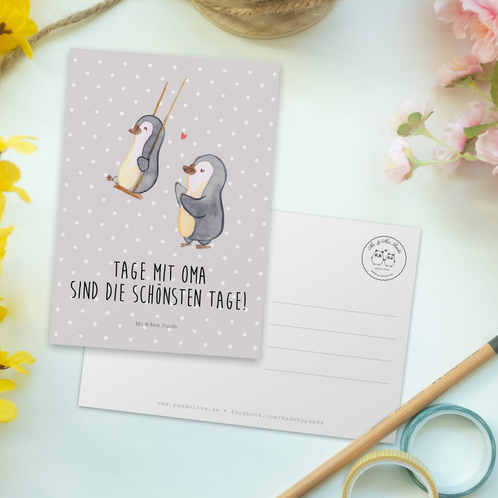 Postkarte Pinguin Oma schaukeln Postkarte, Karte, Geschenkkarte, Grußkarte, Einladung, Ansichtskarte, Geburtstagskarte, Einladungskarte, Dankeskarte, Ansichtskarten, Einladung Geburtstag, Einladungskarten Geburtstag, Familie, Vatertag, Muttertag, Bruder, Schwester, Mama, Papa, Oma, Opa, beste Oma, Lieblingsoma, Geschenk für Oma, Omi, Großmutter