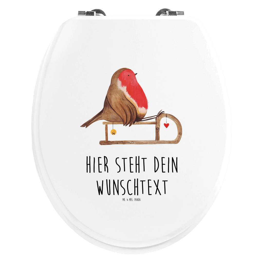 Personalisierter WC Sitz Motiv Rotkehlchen Schlitten Personalisierte Klobrille, Personalisierter Klodeckel, Personalisierter Toilettendeckel, Personalisierter WC-Sitz, Toilettendeckel mit Namen, WC Sitz mit Namen, Winter, Weihnachten, Weihnachtsdeko, Nikolaus, Advent, Heiligabend, Wintermotiv, Schlitten, Vogel