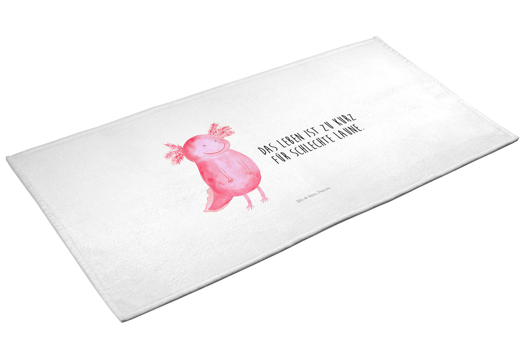 Handtuch Axolotl Glücklich Gästetuch, Reisehandtuch, Sport Handtuch, Frottier, Kinder Handtuch, Axolotl, Molch, Axolot, Schwanzlurch, Lurch, Lurche, Motivation, gute Laune