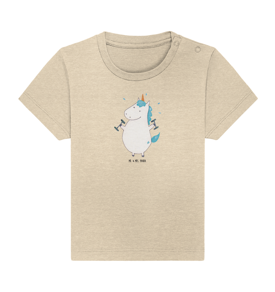 Organic Baby Shirt Einhorn Fitness Baby T-Shirt, Jungen Baby T-Shirt, Mädchen Baby T-Shirt, Shirt, Einhorn, Einhörner, Einhorn Deko, Pegasus, Unicorn, Gym, Fitness, Fitnessstudio, Diät, Abnehmen, Sport, Pumpen, Geräte, Sixpack