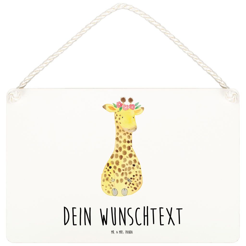 Personalisiertes Deko Schild Giraffe Blumenkranz Dekoschild, Deko Schild, Schild, Tür Schild, Türschild, Holzschild, Wandschild, Wanddeko, Afrika, Wildtiere, Giraffe, Blumenkranz, Abenteurer, Selbstliebe, Freundin