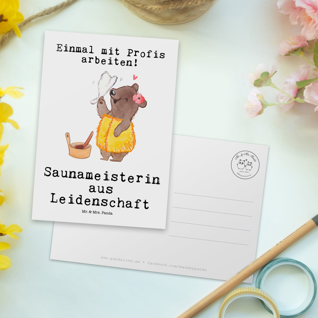 Postkarte Saunameisterin aus Leidenschaft Postkarte, Karte, Geschenkkarte, Grußkarte, Einladung, Ansichtskarte, Geburtstagskarte, Einladungskarte, Dankeskarte, Ansichtskarten, Einladung Geburtstag, Einladungskarten Geburtstag, Beruf, Ausbildung, Jubiläum, Abschied, Rente, Kollege, Kollegin, Geschenk, Schenken, Arbeitskollege, Mitarbeiter, Firma, Danke, Dankeschön