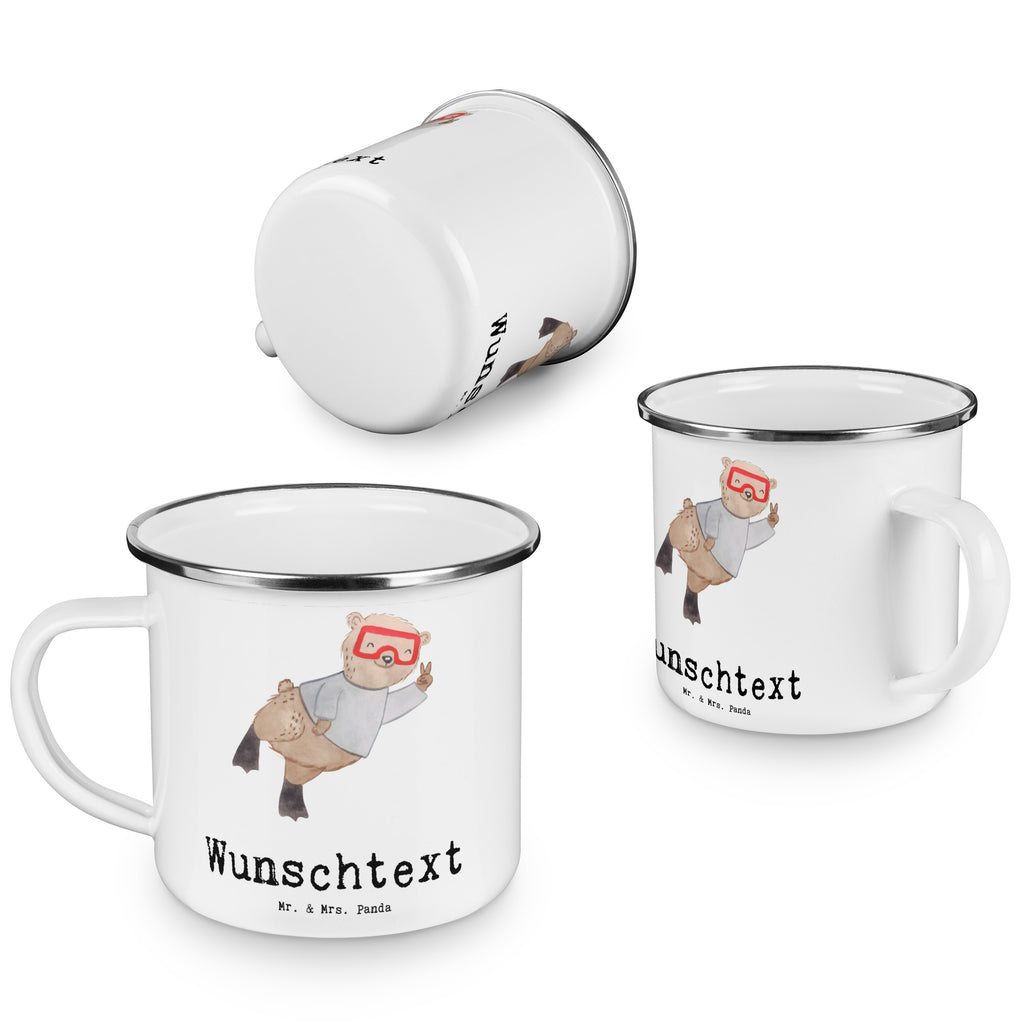 Personalisierte Emaille Tasse Bär Tauchen Emaille Tasse personalisiert, Emaille Tasse mit Namen, Campingtasse personalisiert, Namenstasse, Campingtasse bedrucken, Campinggeschirr personalsisert, tasse mit namen, personalisierte tassen, personalisierte tasse, tasse selbst gestalten, tasse bedrucken, tassen bedrucken, Geschenk, Sport, Sportart, Hobby, Schenken, Danke, Dankeschön, Auszeichnung, Gewinn, Sportler, Tauchen, schnorcheln, Tauchgang, Tauchschule, Diving, Dive