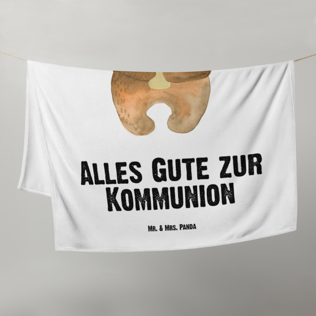 Babydecke Bär Kommunion Babydecke, Babygeschenk, Geschenk Geburt, Babyecke Kuscheldecke, Krabbeldecke, Bär, Teddy, Teddybär, Kommunion, Gottes Segen, Taufkerze, katholisch