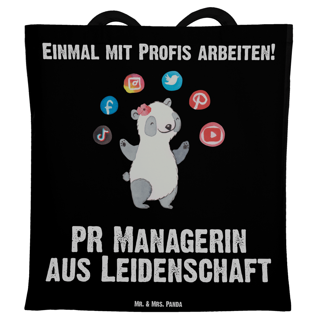 Tragetasche PR Managerin aus Leidenschaft Beuteltasche, Beutel, Einkaufstasche, Jutebeutel, Stoffbeutel, Tasche, Shopper, Umhängetasche, Strandtasche, Schultertasche, Stofftasche, Tragetasche, Badetasche, Jutetasche, Einkaufstüte, Laptoptasche, Beruf, Ausbildung, Jubiläum, Abschied, Rente, Kollege, Kollegin, Geschenk, Schenken, Arbeitskollege, Mitarbeiter, Firma, Danke, Dankeschön