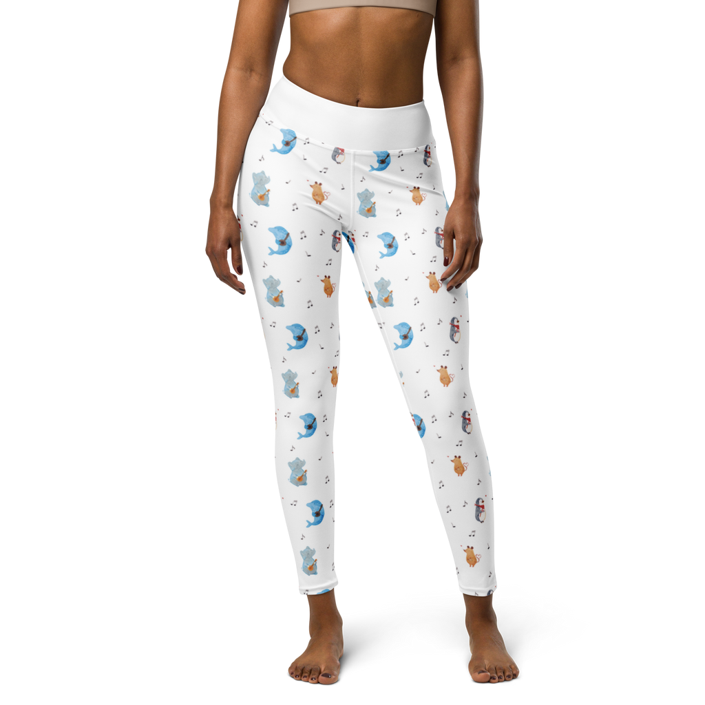 Yogahose Big Band Muster Yogapants, Yogaleggings, Yogaleggins, Yogahose Damen, Yogahose, Frauen, Yogahose Mädchen, Yogahose Kinder, Yogahose Herren, Yogahose Männer, Tiermotive, Gute Laune, lustige Sprüche, Tiere, Hund, Pinguin, Maus, Elefant, Delfin, Gitarre, Band, Triangel, Musikanten, Musik