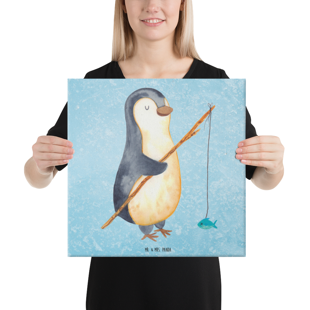 Leinwand Bild Pinguin Angler Leinwand, Bild, Kunstdruck, Wanddeko, Dekoration, Pinguin, Pinguine, Angeln, Angler, Tagträume, Hobby, Plan, Planer, Tagesplan, Neustart, Motivation, Geschenk, Freundinnen, Geschenkidee, Urlaub, Wochenende