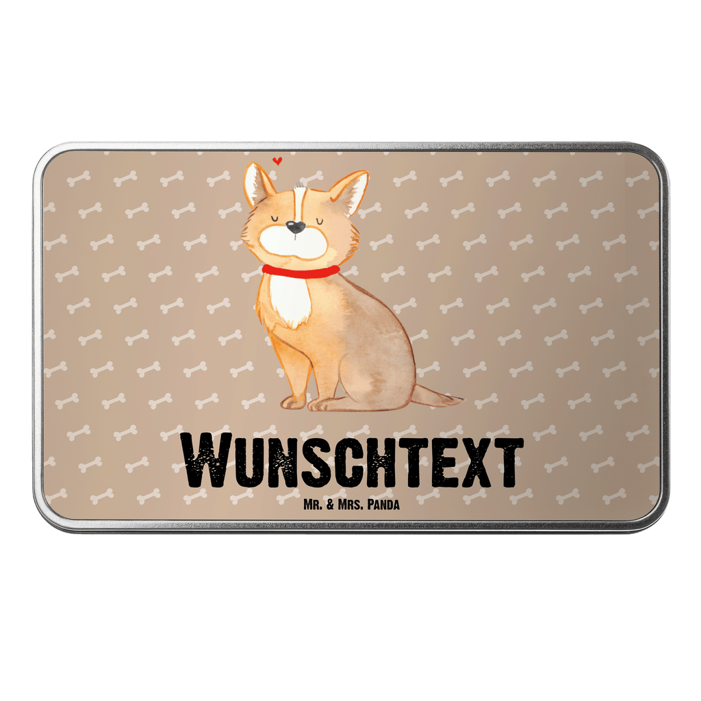 Personalisierte Metalldose Hundeglück Personalisierte Metalldose, Dose mit Namen, Namensdose, Kiste mit Namen, Namenskiste, Hund, Hundemotiv, Haustier, Hunderasse, Tierliebhaber, Hundebesitzer, Sprüche, Corgie, Hundeliebe, Spruch, Hundemama, Liebe