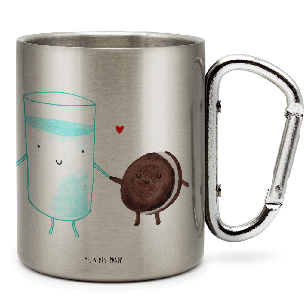 Edelstahlbecher Milch & Keks Edelstahltasse, Karabiner, Edelstahlbecher, Outdoor, Camping, Tasse, Becher, Tiermotive, Gute Laune, lustige Sprüche, Tiere, Milk, Cookie, Milch, Keks, Kekse, Kaffee, Einladung Frühstück, Motiv süß, romantisch, perfektes Paar