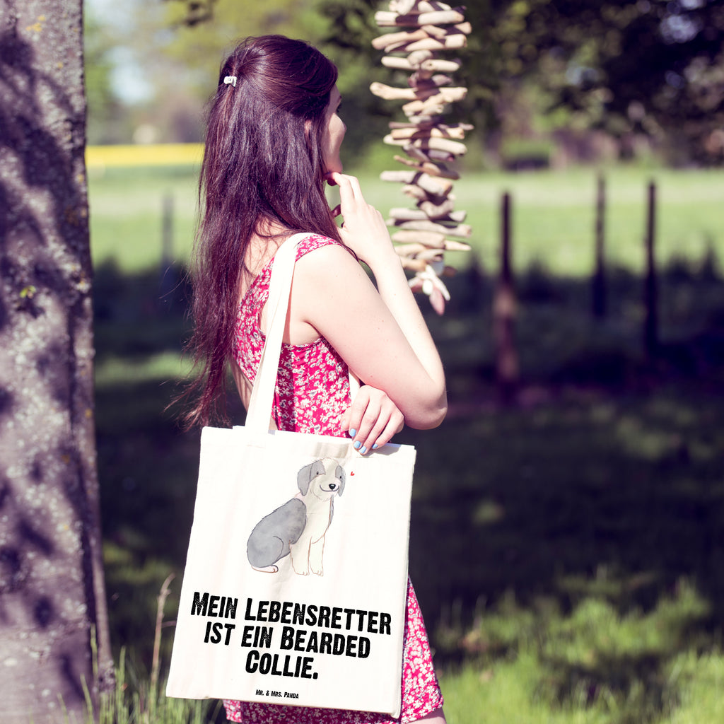 Tragetasche Bearded Collie Lebensretter Beuteltasche, Beutel, Einkaufstasche, Jutebeutel, Stoffbeutel, Tasche, Shopper, Umhängetasche, Strandtasche, Schultertasche, Stofftasche, Tragetasche, Badetasche, Jutetasche, Einkaufstüte, Laptoptasche, Hund, Hunderasse, Rassehund, Hundebesitzer, Geschenk, Tierfreund, Schenken, Welpe, Bearded Collie, britischer Hütehund