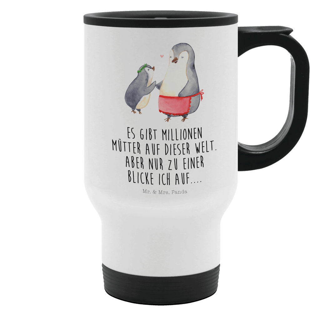 Thermobecher Pinguin mit Kind Thermobecher, To Go Becher, Thermotasse, Kaffeebecher, Isolierbecher, Thermobecher To Go, Warmhaltetasse, Edelstahlbecher, Reisebecher, Tasse mit Deckel, Thermobecher für 400 ml, Kaffeetasse zum Mitnehmen, Tasse zum Mitnehmen, Spülmaschinenfest, Familie, Vatertag, Muttertag, Bruder, Schwester, Mama, Papa, Oma, Opa, Geschenk, Mami, Mutti, Mutter, Geburststag