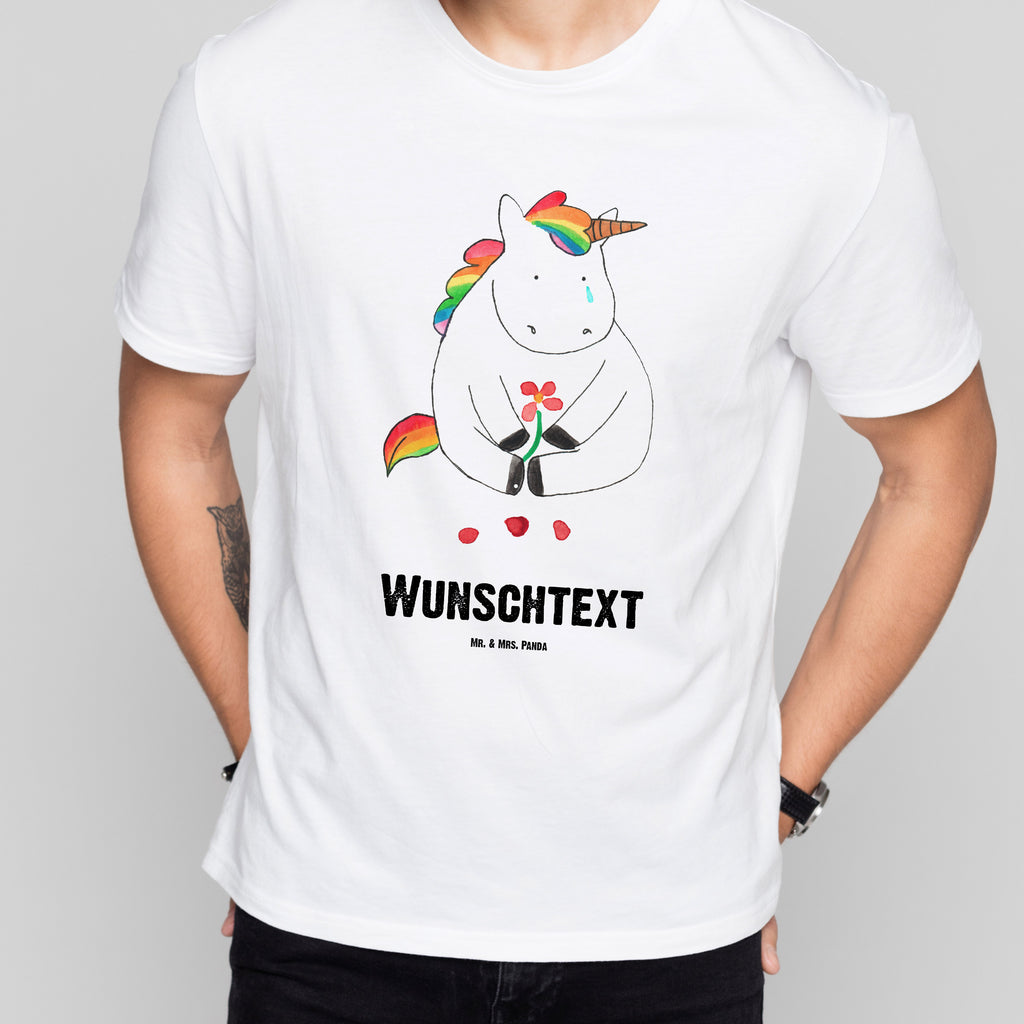 Personalisiertes T-Shirt Einhorn Traurig T-Shirt Personalisiert, T-Shirt mit Namen, T-Shirt mit Aufruck, Männer, Frauen, Wunschtext, Bedrucken, Einhorn, Einhörner, Einhorn Deko, Pegasus, Unicorn, Glitzer, Trösten. Freundschaft, Freunde, Liebe, Trauer, Grußkarte, Blume