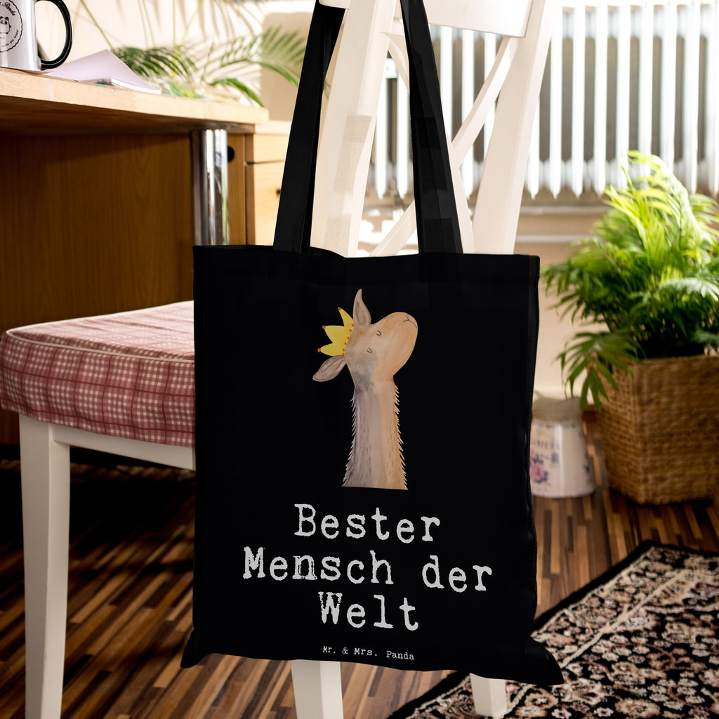 Tragetasche Lama Bester Mensch der Welt Beuteltasche, Beutel, Einkaufstasche, Jutebeutel, Stoffbeutel, für, Dankeschön, Geschenk, Schenken, Geburtstag, Geburtstagsgeschenk, Geschenkidee, Danke, Bedanken, Mitbringsel, Freude machen, Geschenktipp, Lieblingsmensch, Liebling, Lieblings Mensch, tollster Mensch, Vorbild, Partner, Ehemann, Ehefrau, Liebe, Valentinstag