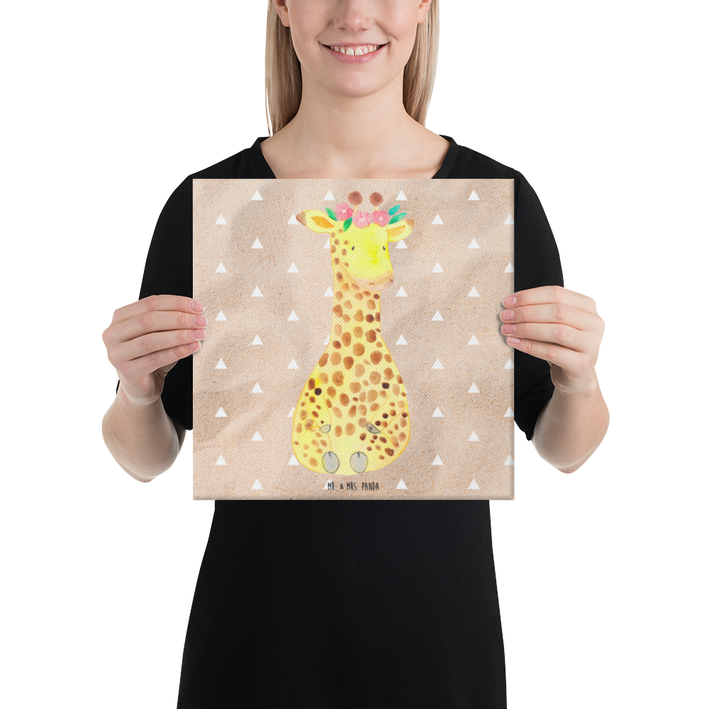 Leinwand Bild Giraffe Blumenkranz Leinwand, Bild, Kunstdruck, Wanddeko, Dekoration, Afrika, Wildtiere, Giraffe, Blumenkranz, Abenteurer, Selbstliebe, Freundin