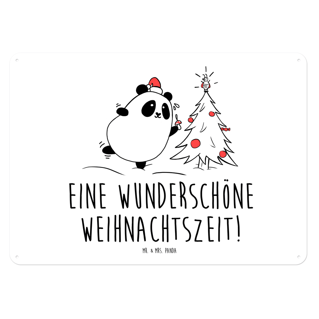 Blechschild Panda Weihnachtszeit Blechschild, Metallschild, Geschenk Schild, Schild, Magnet-Metall-Schild, Deko Schild, Wandschild, Wand-Dekoration, Türschild