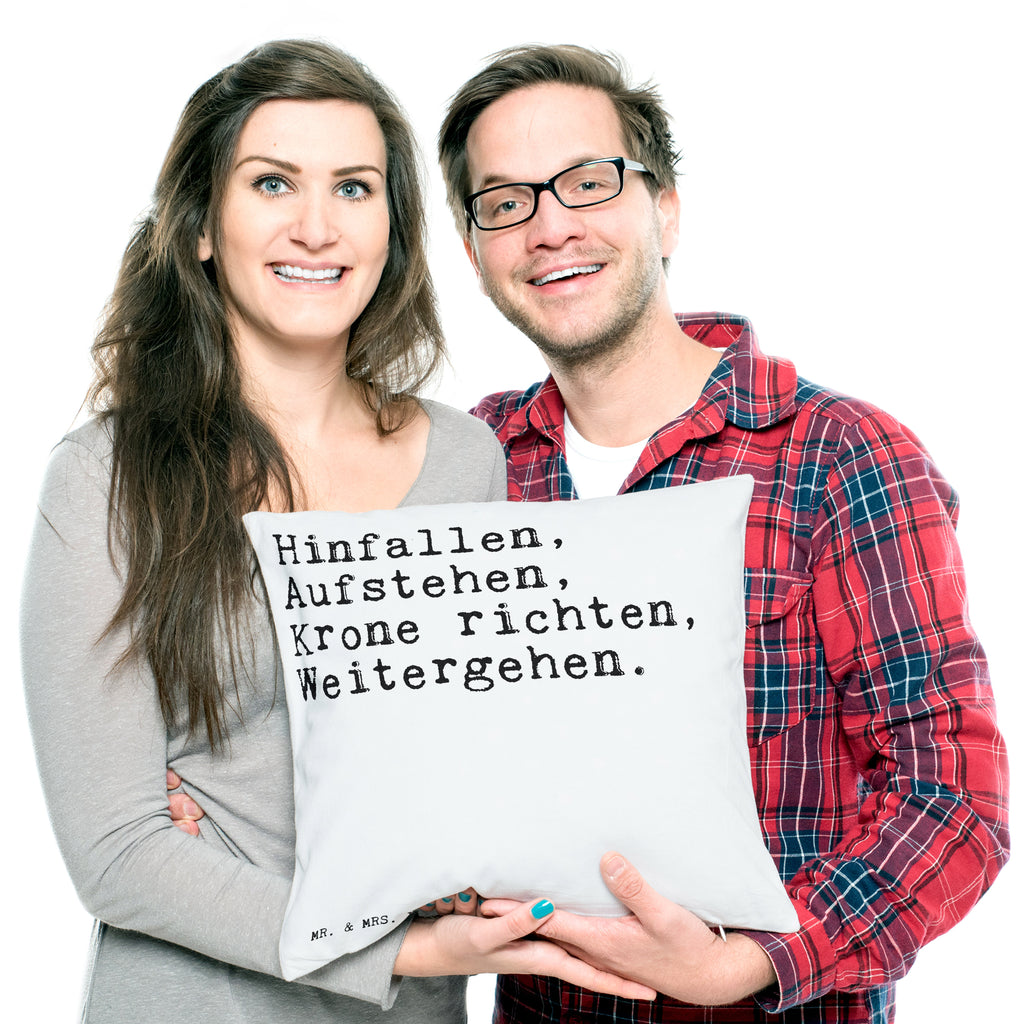 40x40 Kissen Sprüche und Zitate Hinfallen, Aufstehen, Krone richten, Weitergehen. Kissenhülle, Kopfkissen, Sofakissen, Dekokissen, Motivkissen, Spruch, Sprüche, lustige Sprüche, Weisheiten, Zitate, Spruch Geschenke, Spruch Sprüche Weisheiten Zitate Lustig Weisheit Worte