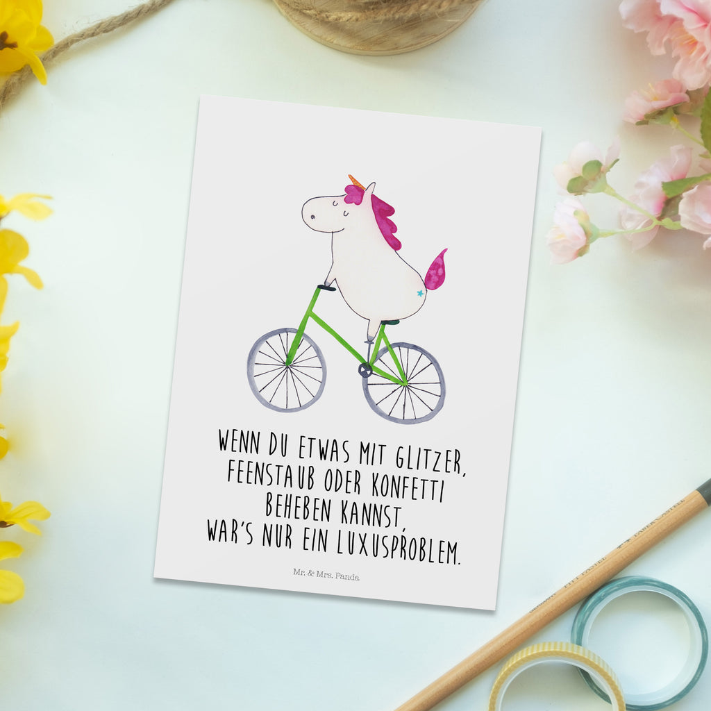 Postkarte Einhorn Radfahrer Postkarte, Karte, Geschenkkarte, Grußkarte, Einladung, Ansichtskarte, Geburtstagskarte, Einladungskarte, Dankeskarte, Ansichtskarten, Einladung Geburtstag, Einladungskarten Geburtstag, Einhorn, Einhörner, Einhorn Deko, Pegasus, Unicorn, Radfahren, Radfahrer, Rad, Bike, Feenstaub, Konfetti, Luxusproblem, Kummer, Liebeskummer