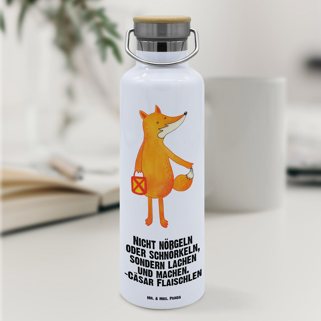 Trinkflasche Fuchs Laterne Thermosflasche, Isolierflasche, Edelstahl, Trinkflasche, isoliert, Wamrhaltefunktion, Sportflasche, Flasche zum Sport, Sportlerflasche, Fuchs, Füchse, Spruch trösten, Liebeskummer Spruch, Laterne, Sankt Martin, Laternenumzug, Aufmuntern, Cäsar Otto Hugo Flaischlen