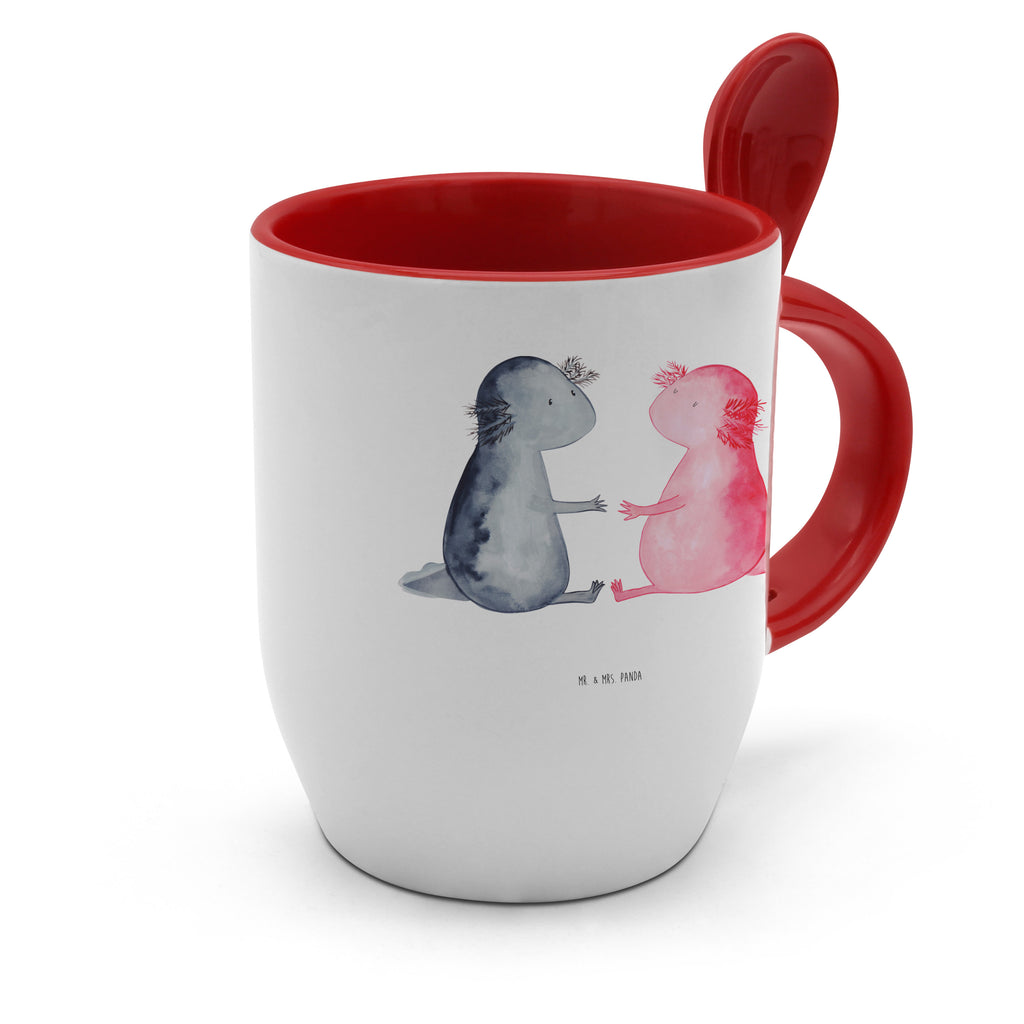 Tasse mit Löffel Axolotl Liebe Tasse, Kaffeetasse, Tassen, Tasse mit Spruch, Kaffeebecher, Tasse mit Löffel, Axolotl, Molch, Axolot, Schwanzlurch, Lurch, Lurche, Liebe, große Liebe, Liebesbeweis, Freund, Verlobter, Ehemann, Jahrestag, Valentinstag