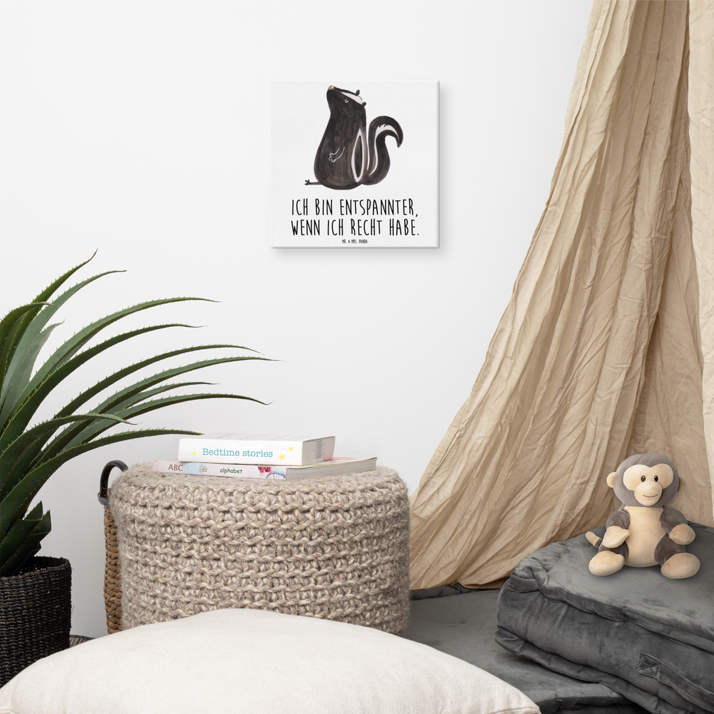 Leinwand Bild Stinktier Sitzen Leinwand, Bild, Kunstdruck, Wanddeko, Dekoration, Stinktier, Skunk, Wildtier, Raubtier, Stinker, Stinki, Spruch, Büro, Recht, Besserwisser