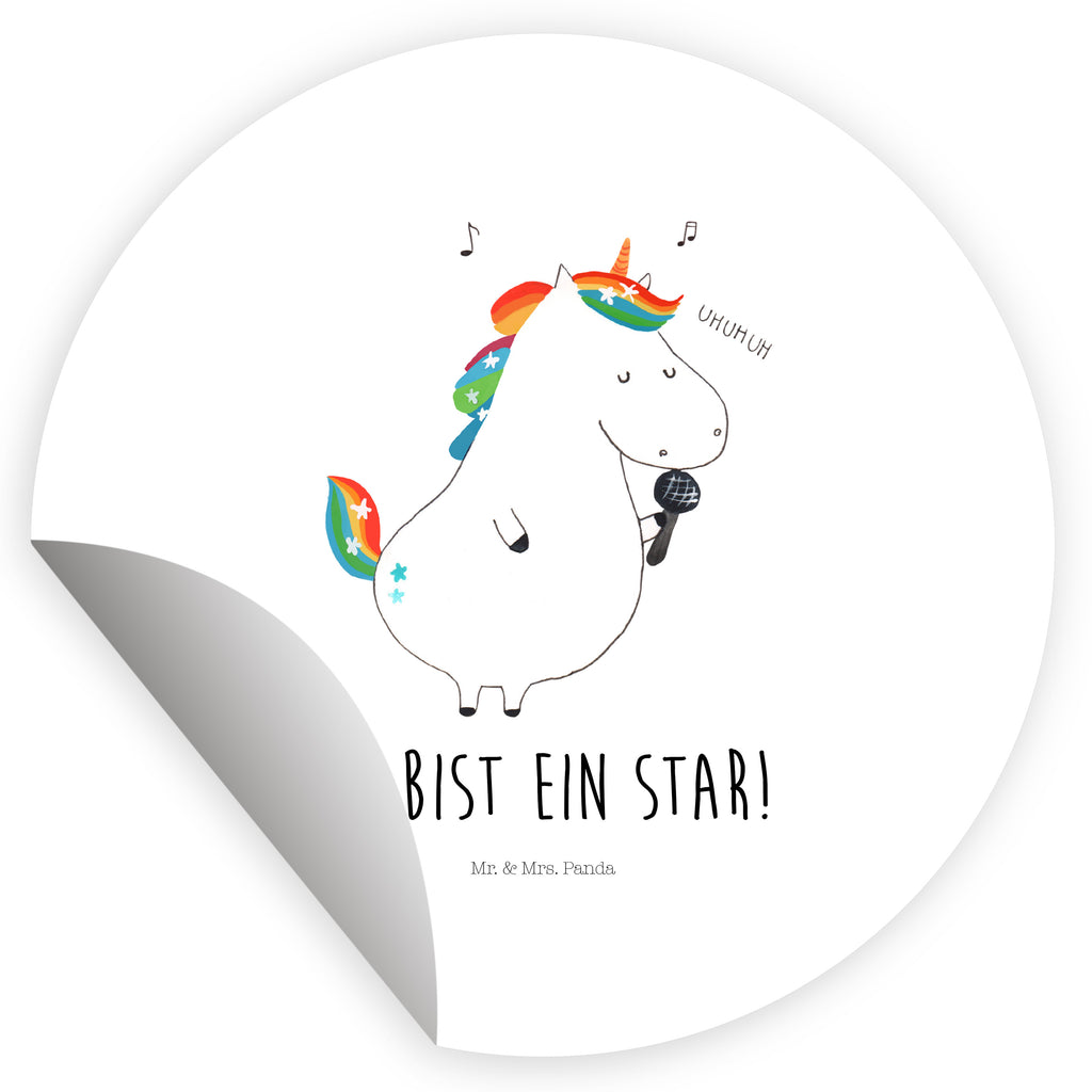 Rund Aufkleber Einhorn Sänger Sticker, Aufkleber, Etikett, Einhorn, Einhörner, Einhorn Deko, Pegasus, Unicorn, Glitzer, Konfetti, Party, Geburtstag, Feier, Fest, Disco, Sängerin, Sänger, Freundin