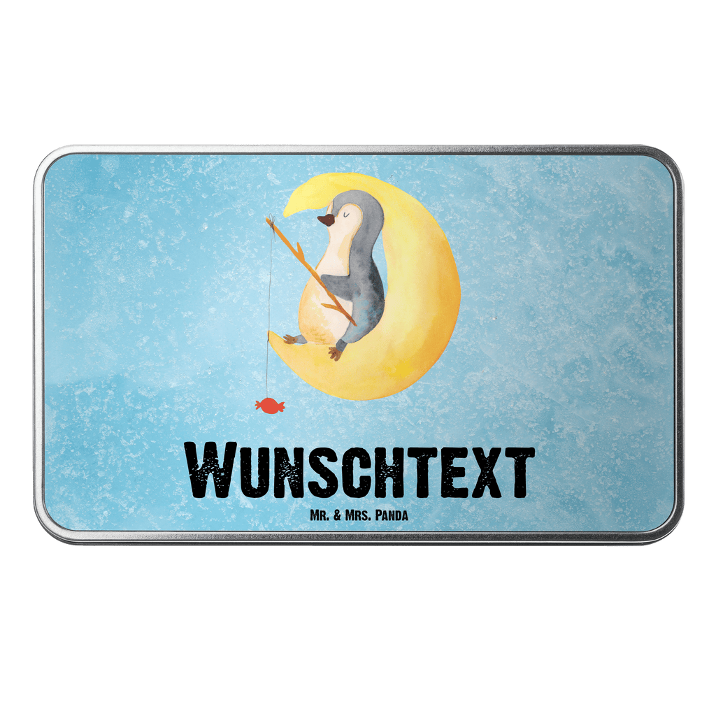 Personalisierte Metalldose Pinguin Mond Personalisierte Metalldose, Dose mit Namen, Namensdose, Kiste mit Namen, Namenskiste, Pinguin, Pinguine, Spruch, schlafen, Nachtruhe, Einschlafen, Schlafzimmer, Schlafstörungen, Gästezimmer