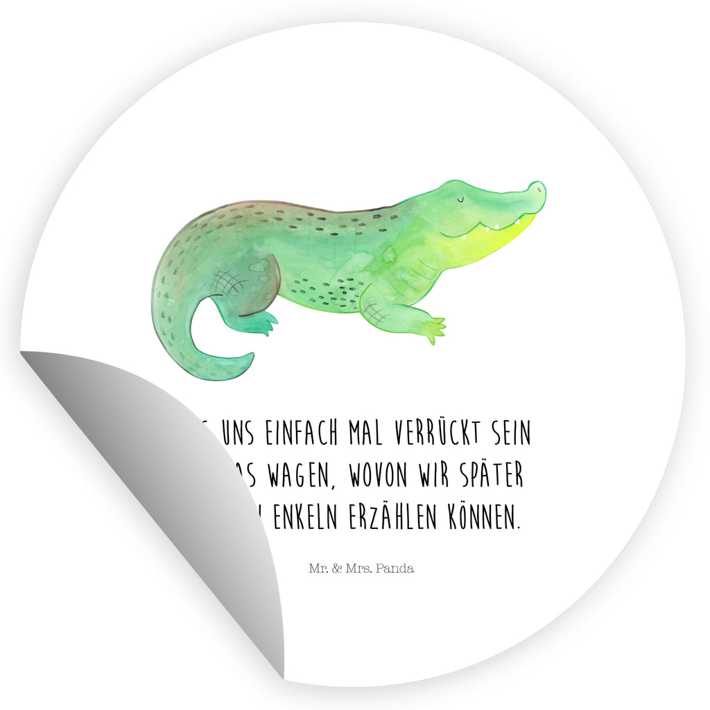 Rund Aufkleber Krokodil Sticker, Aufkleber, Etikett, Meerestiere, Meer, Urlaub, Krokodil, Krokodile, verrückt sein, spontan sein, Abenteuerlust, Reiselust, Freundin, beste Freundin, Lieblingsmensch