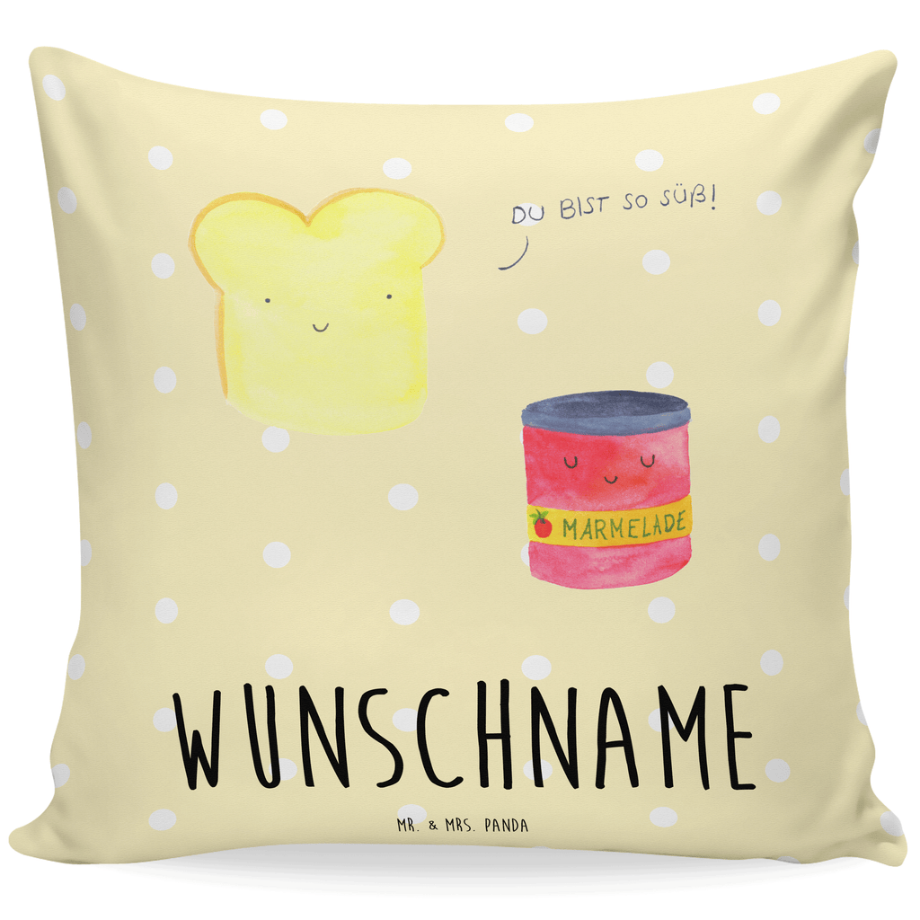 Personalisiertes Kissen Toast & Marmelade Kissen, personalisiert, Name, Wunschname, bedrucken, Kopfkissen, Tiermotive, Gute Laune, lustige Sprüche, Tiere, Toast, Marmelade, Dreamteam, süße Postkarte, süß, Küche Deko, Küche Spruch, Frühstück Einladung, Brot, Toastbrot